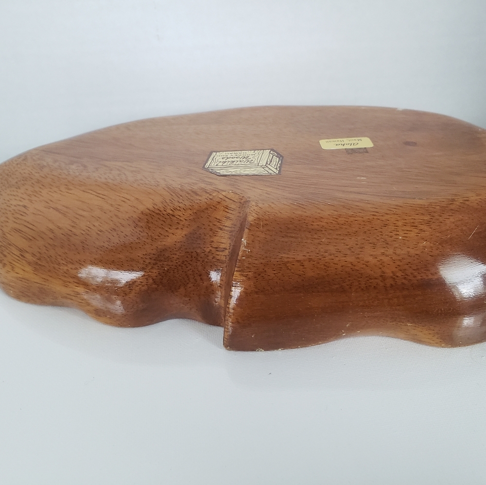 monkey pod wood taro leaf serving dish from Hawaii - Picture 11 of 12
